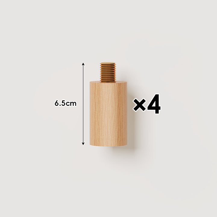Solid Round Beech Wood Furniture Legs with Threaded Metal Bolts Mid-Height Replacement Table Sofa Legs