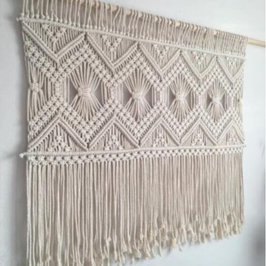 Macrame Wall Tapestry with Elegant Fringe