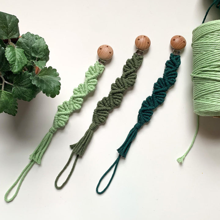 Macrame Keychain Holder with Wooden Accents