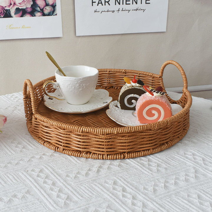 Round Rattan Serving Tray