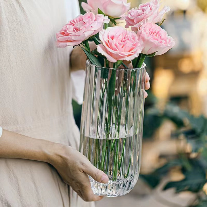 Elegant Ripple Glass Flower Vase