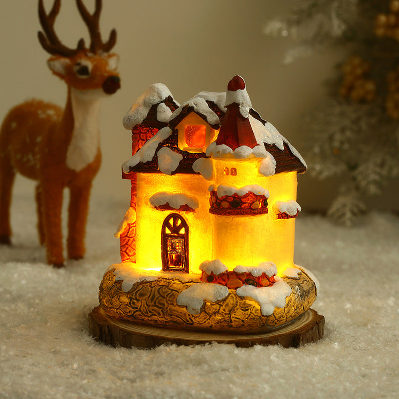 Illuminated Christmas village made of ceramic