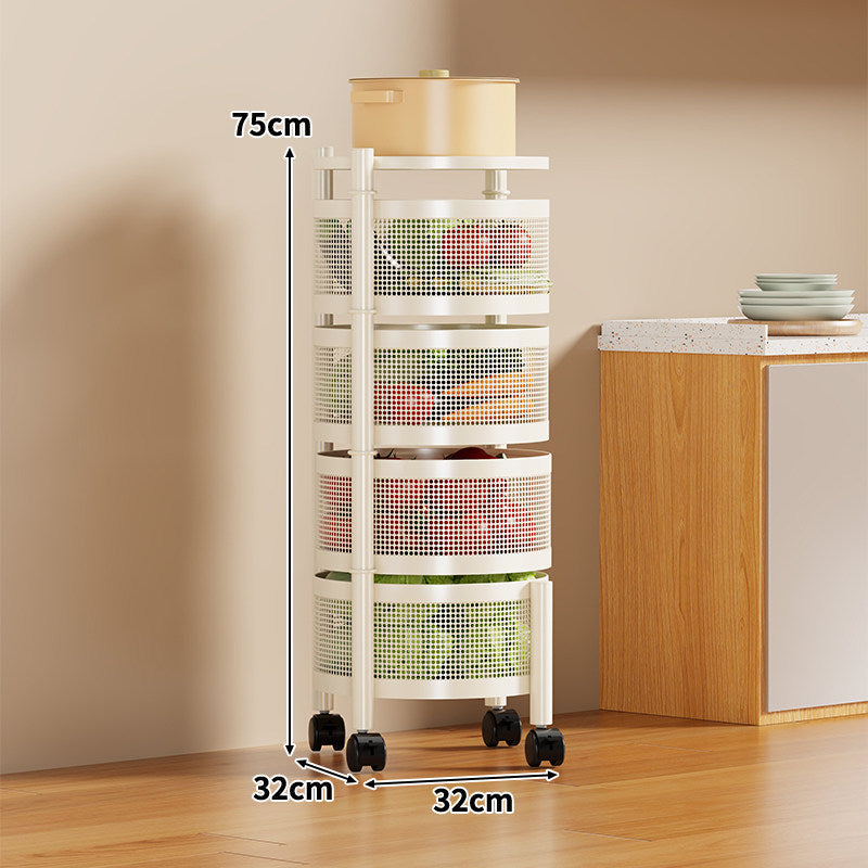 Narrow Corner Rolling Mesh Pantry Organizer Cart with Multi-Tier Deep Ventilated Baskets and Locking Casters
