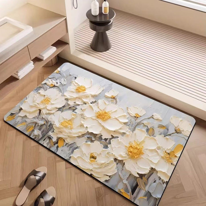 Luxury Textured Floral Bath Mat