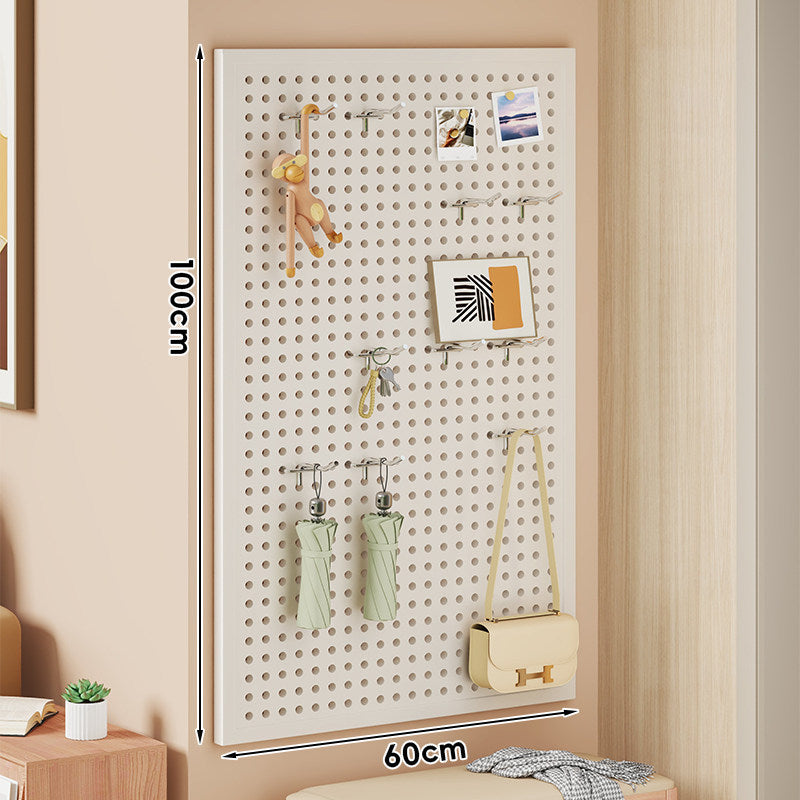 Wall-Mounted Perforated Pegboard Organizer Panel with Modular Hooks