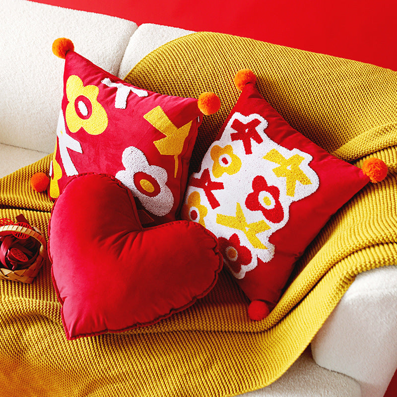 Decorative Textured Floral Accent Pillow