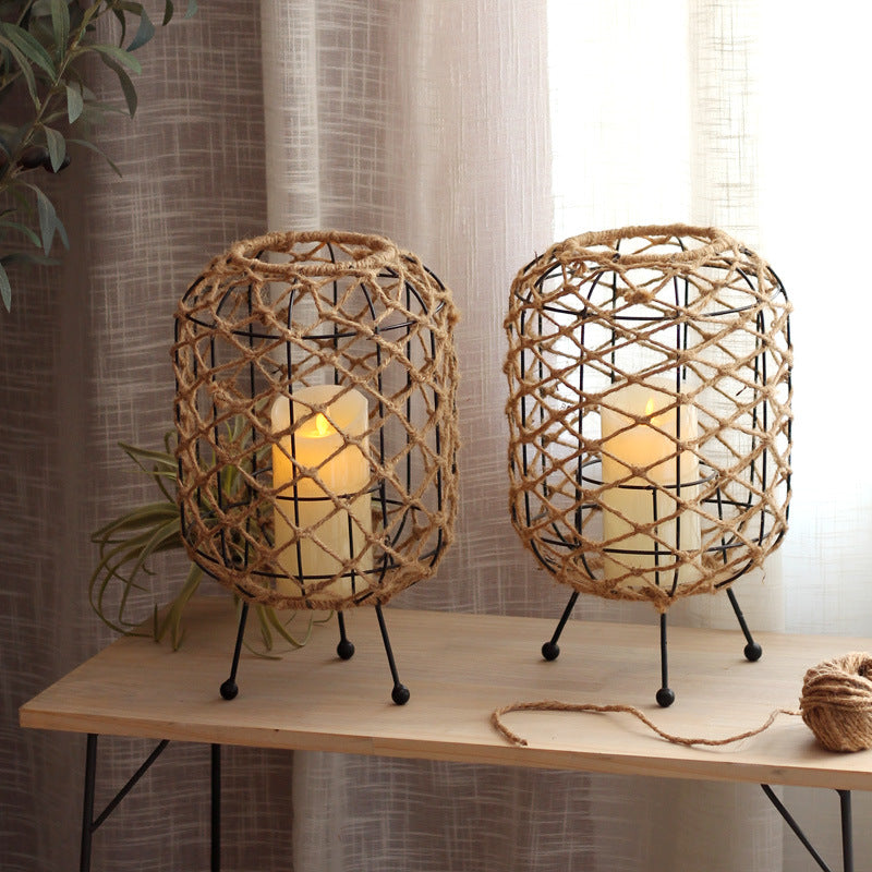 Decorative basket with natural fiber design