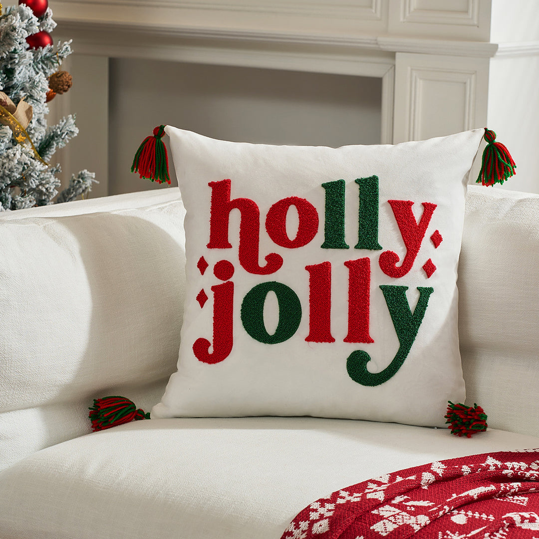 Decorative Holiday Throw Pillow with Deer Silhouette