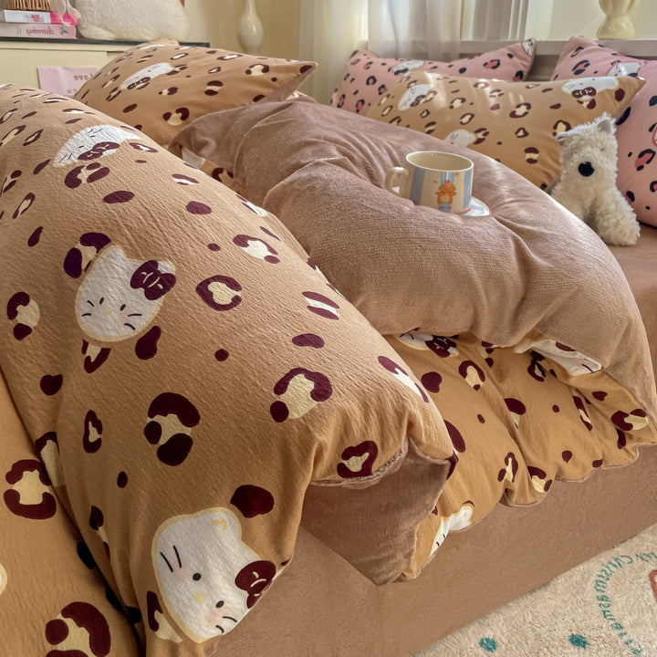 Playful Cartoon Print Duvet Cover Set