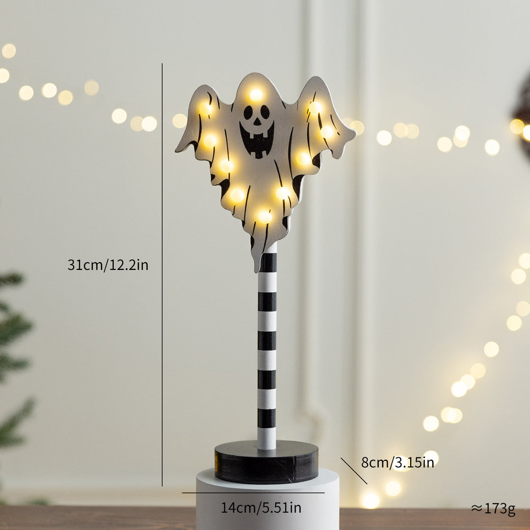 Day of the Dead LED Sugar Skull Table Accent Lamp on Striped Pole