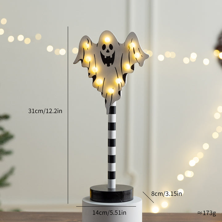 Day of the Dead LED Sugar Skull Table Accent Lamp on Striped Pole