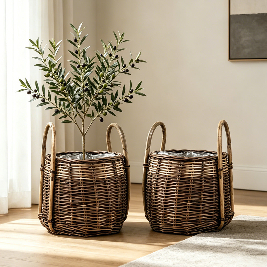 Natural woven storage basket