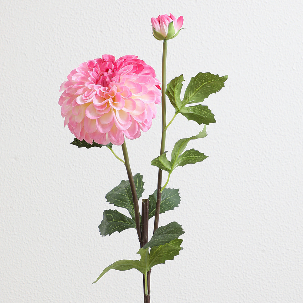 Artificial dahlia flower branch with realistic texture