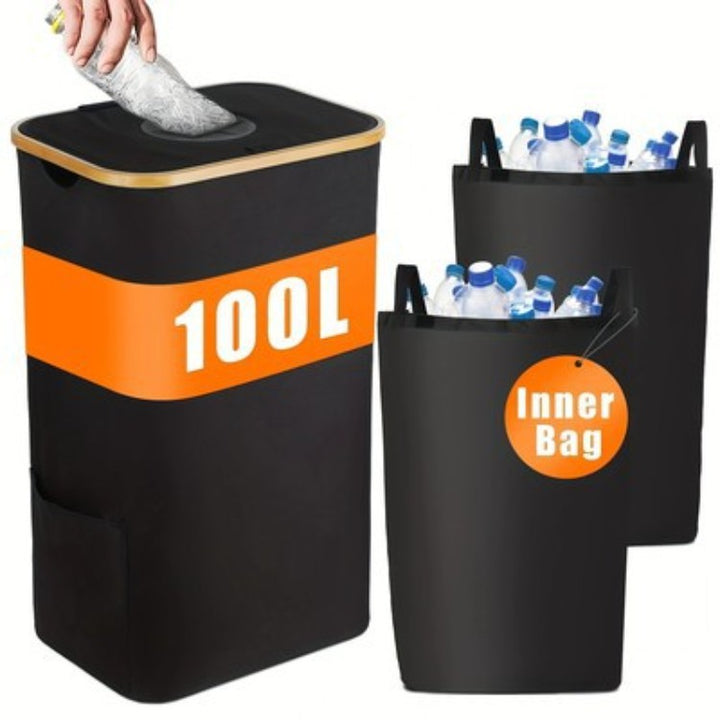 Multifunctional laundry storage box with bamboo lid