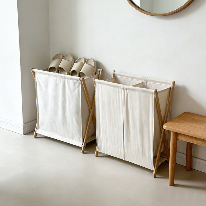 Modern laundry basket with folding frame