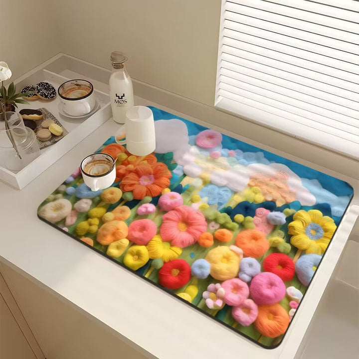 Floral-Themed Kitchen Mat