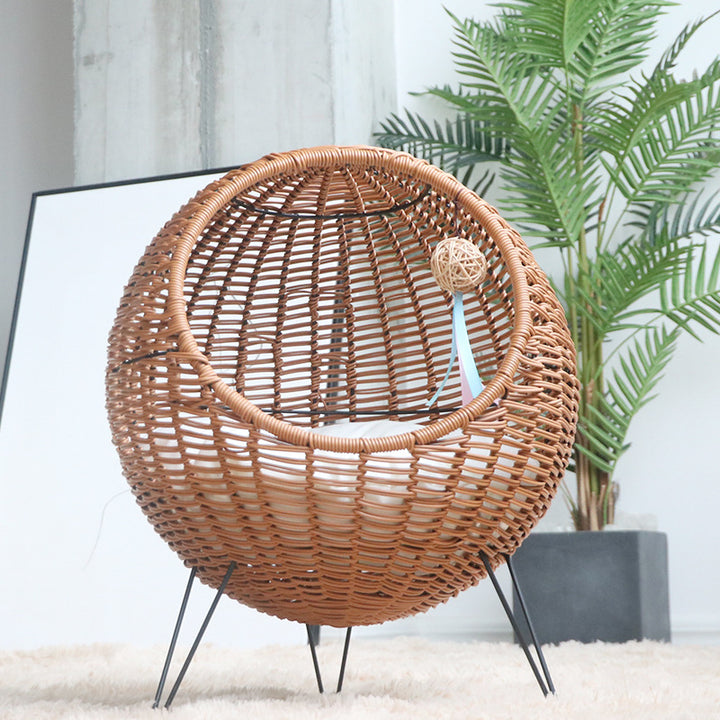 Cat Bed with Stylish Rattan Design