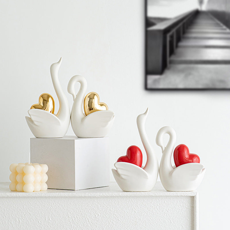 Elegant and romantic swans decorative figure