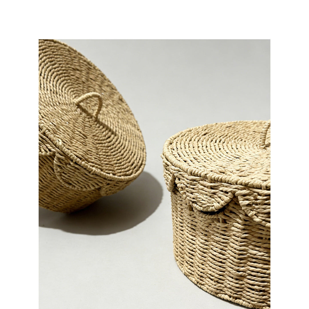 Decorative storage basket with lid