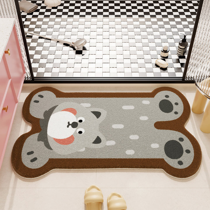 Cartoon Bear-Shaped Plush Bath Rug for Bathroom