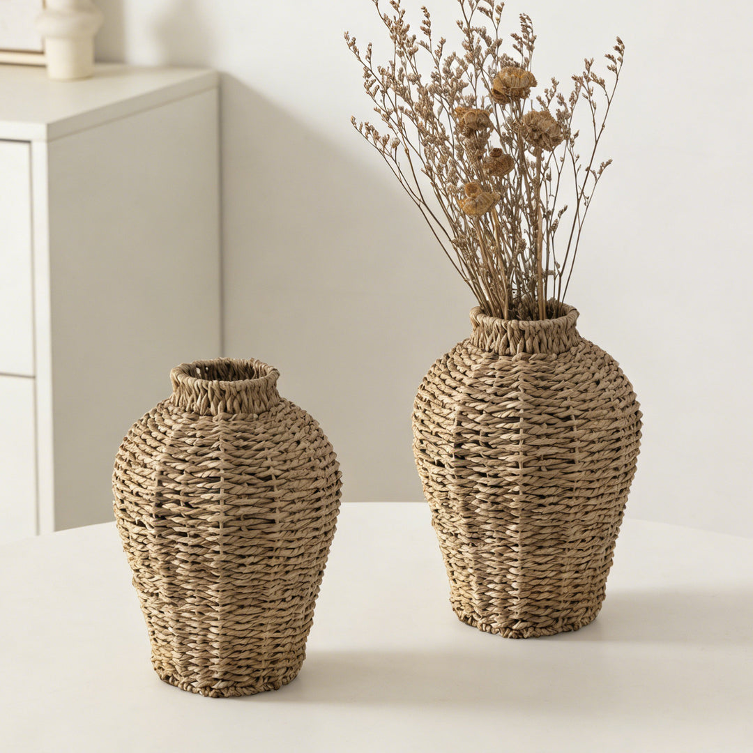 Decorative jug made of woven material