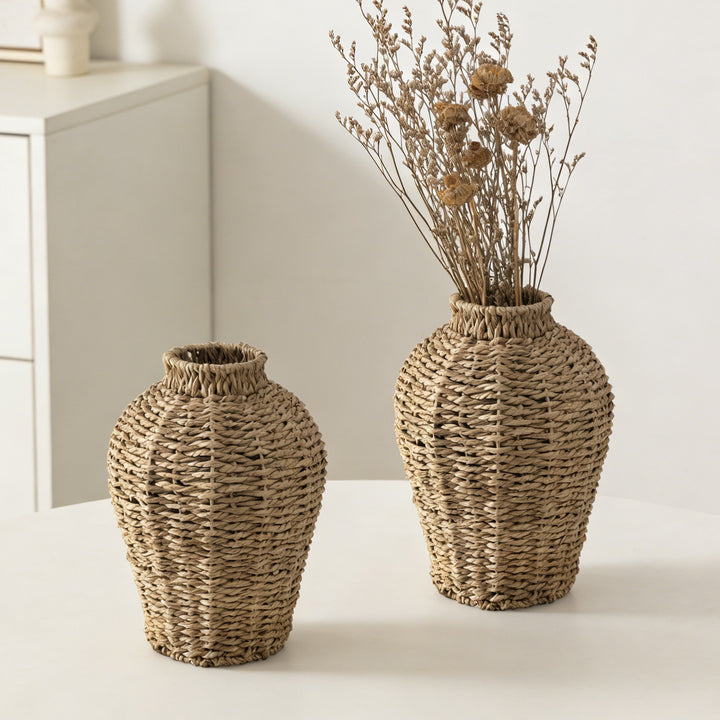 Decorative jug made of woven material