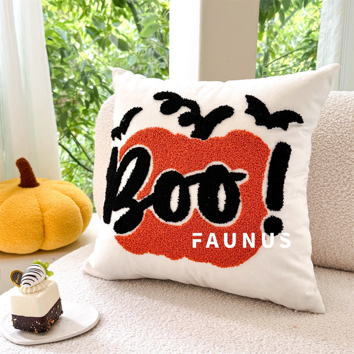 Playful Pumpkin-Themed Throw Pillow