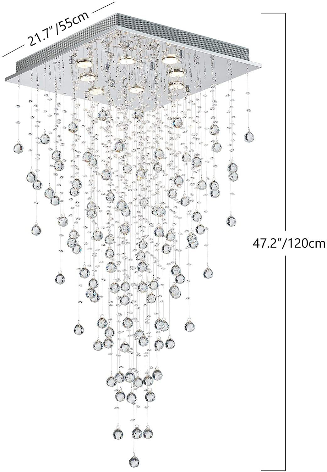 Crystal cascading ceiling light