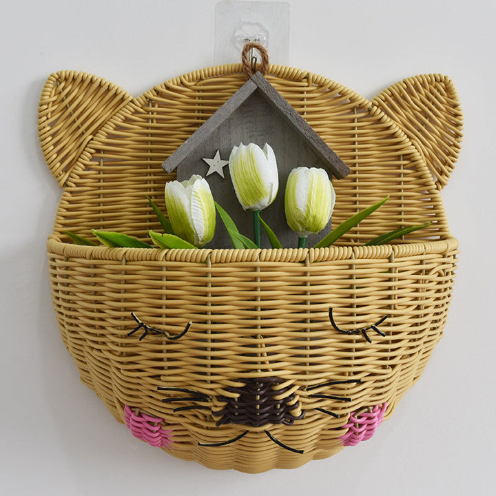 Cute Cat-Shaped Woven Storage Basket