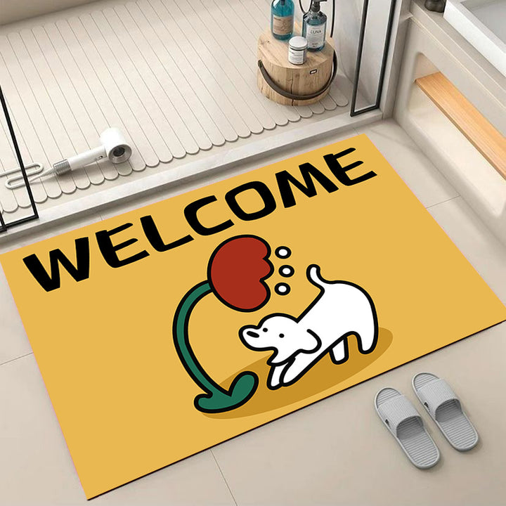 Cartoon Dog-Themed Welcome Mat