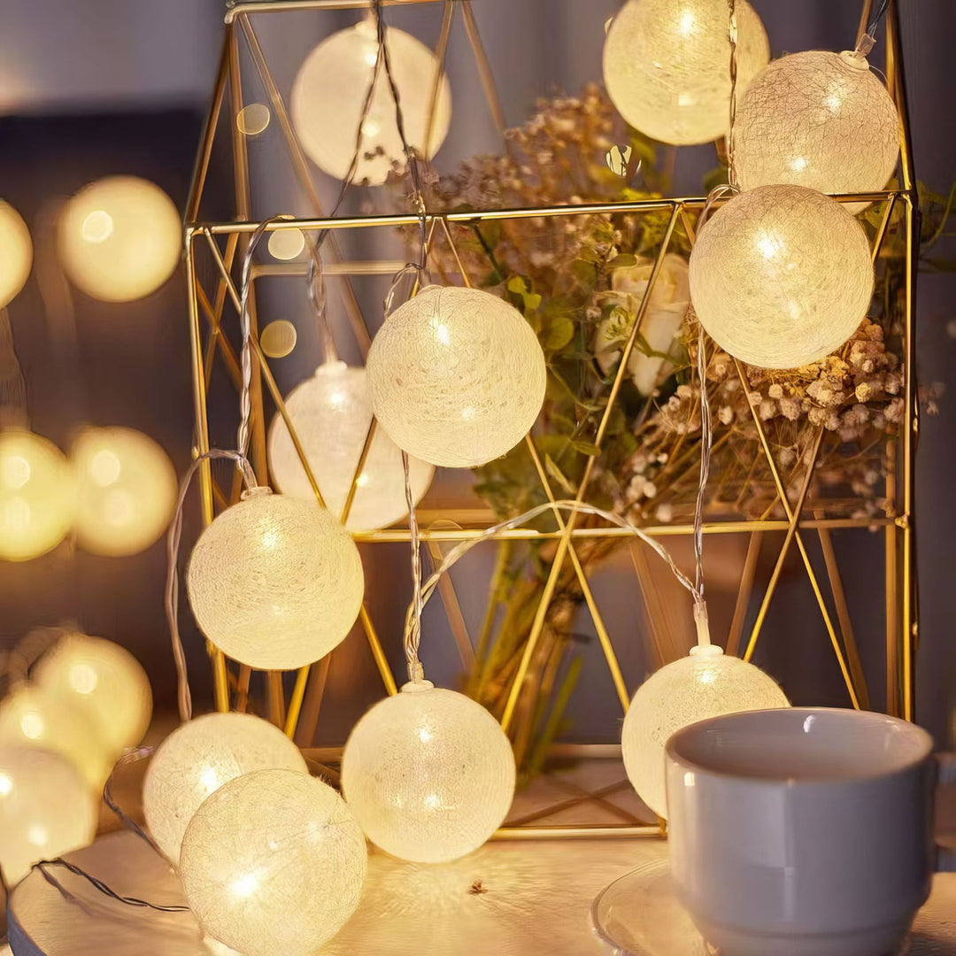 LED Cotton Ball String Lights Decorative Indoor Fairy Lanterns
