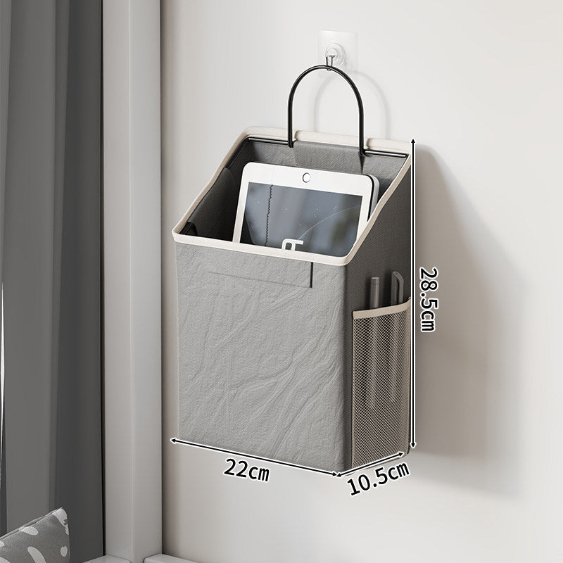 Wall-Mounted Hanging Fabric Storage Bin Organizer with Mesh Side Pocket