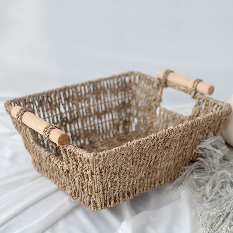 Natural fiber storage basket
