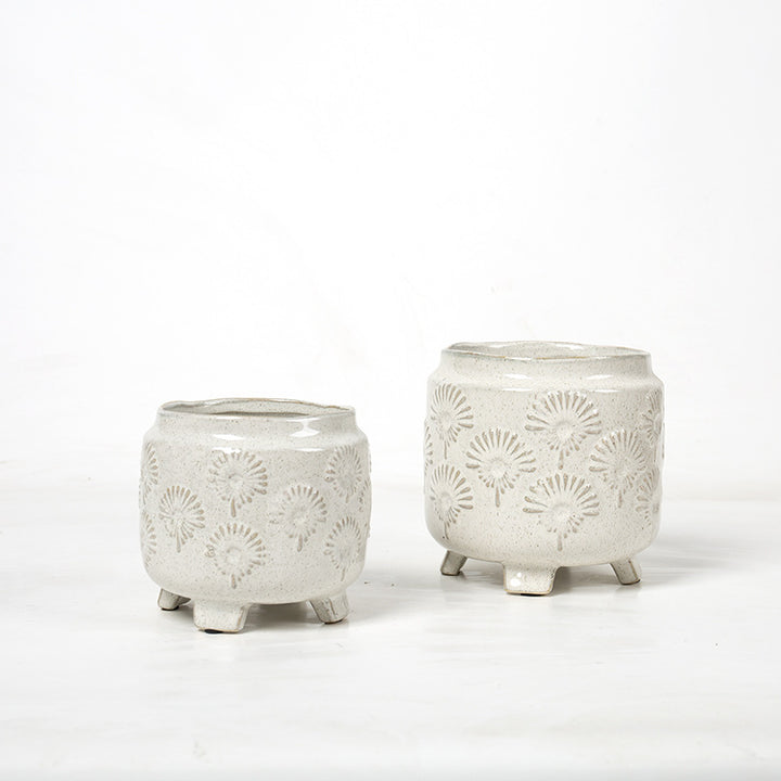 Decorative ceramic flower pot on legs