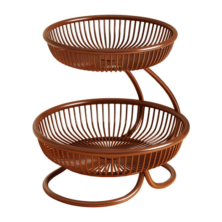 Tiered Metal Fruit Bowl Stand with Open Wire Ventilated Design