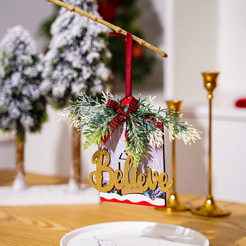 Decorative wooden sign with Christmas message