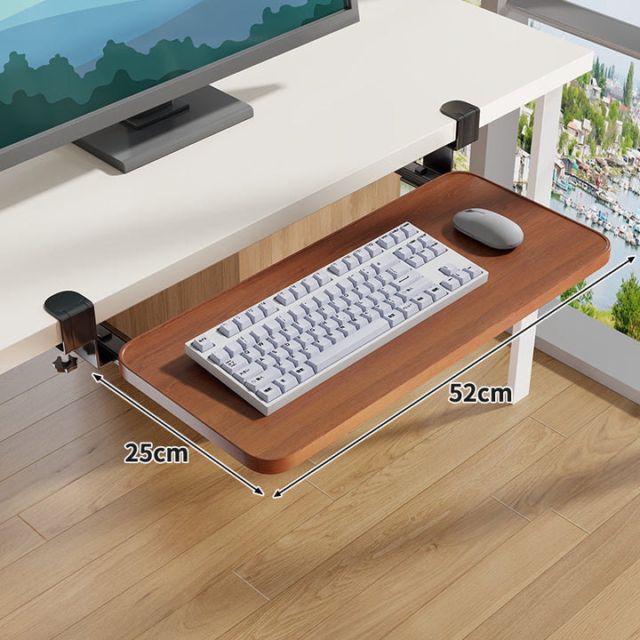 Under-Desk Sliding Ergonomic Keyboard and Mouse Tray with Clamp Mount