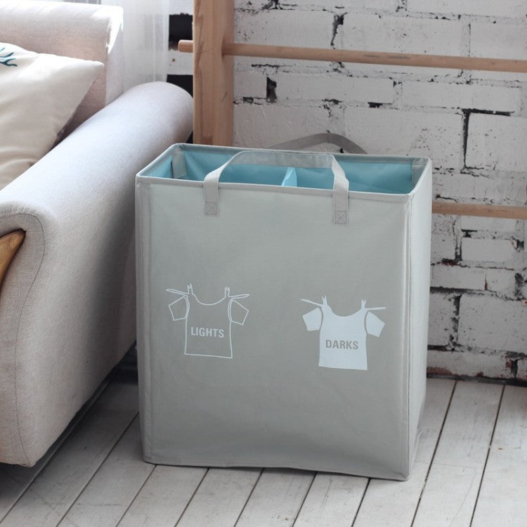Laundry separator basket with handles and compartments