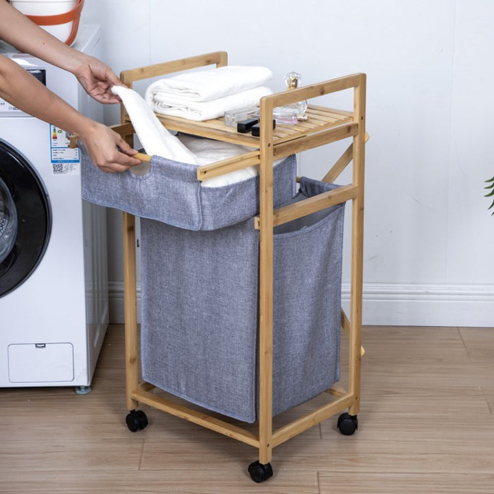Stylish laundry storage tower with wheels