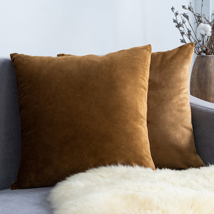 Ultra-Soft Velvet Square Decorative Pillow Cover with Minky Back and Invisible Zipper