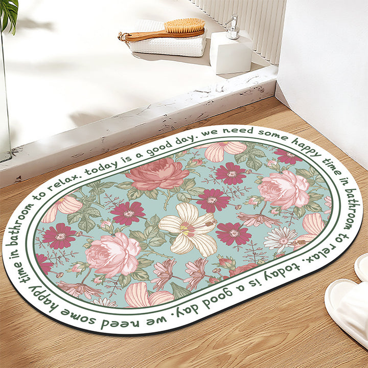 Floral-Themed Non-Slip Bath Mat for Bathroom