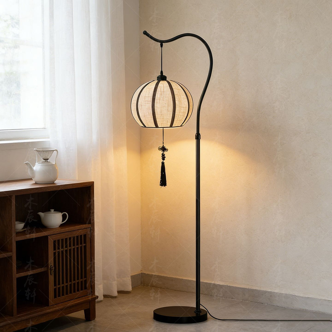 Oriental-inspired floor lamp
