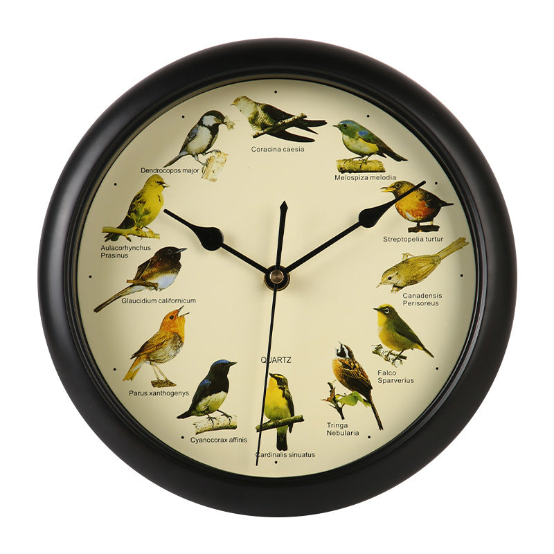 Wall clock with colorful bird design