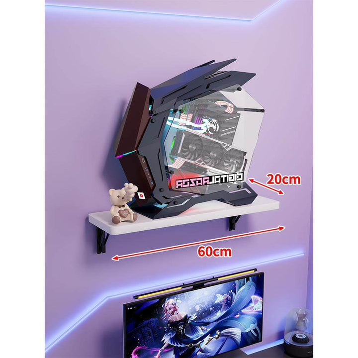 Wall-Mount Floating Shelf for Mid-Tower Gaming PC with Reinforced Brackets