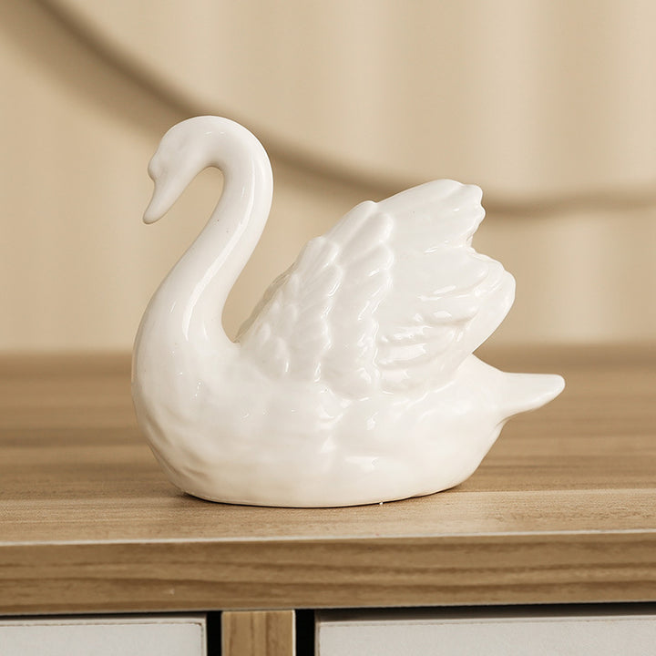 Elegant ceramic swan figure