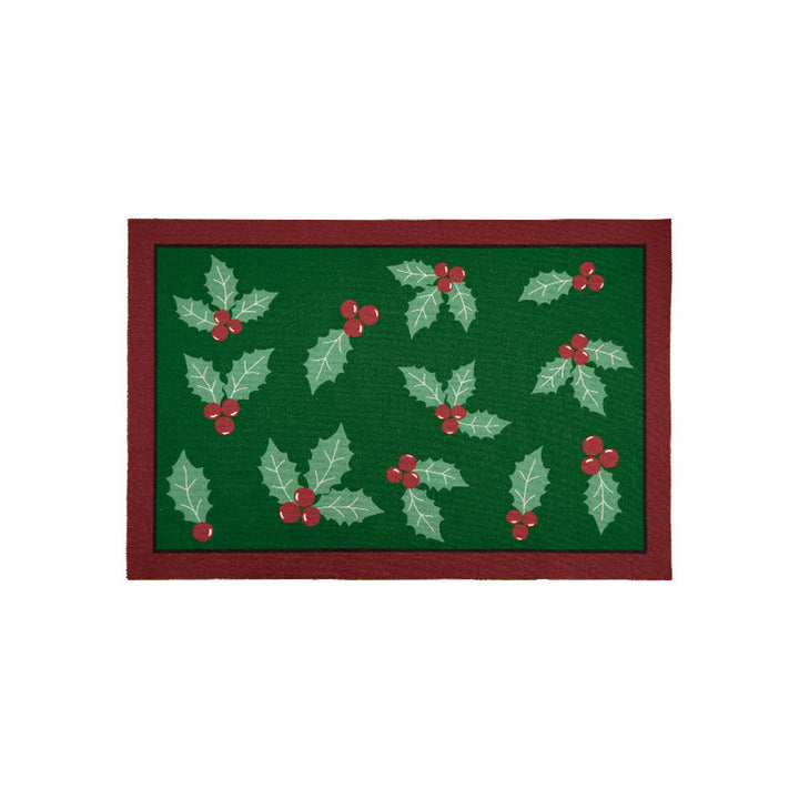 Christmas doormat with lettering and holly motif