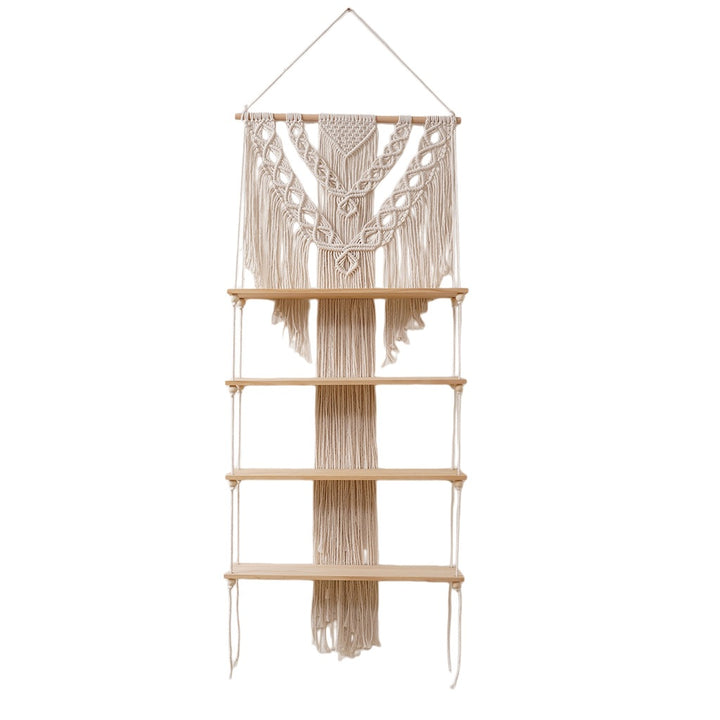 Macrame Wall Shelf Organizer with Bohemian Design