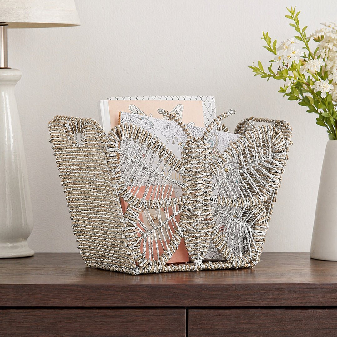 Decorative storage basket with butterfly design