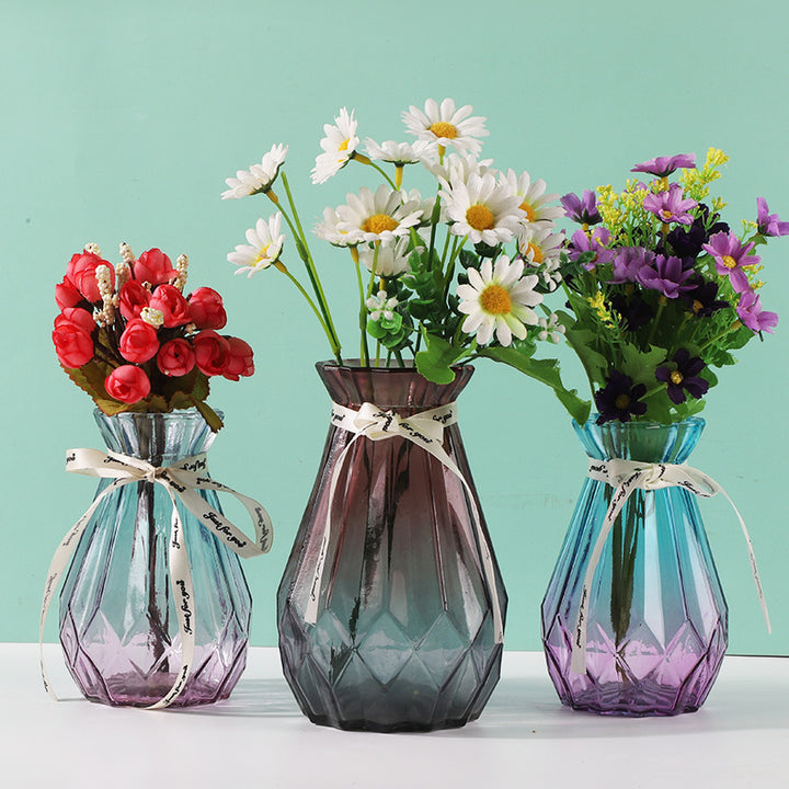 Geometric Patterned Glass Flower Vase