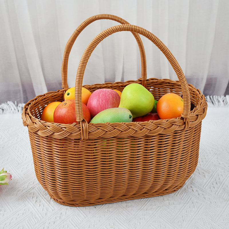 Handwoven Storage Basket with Braided Handles